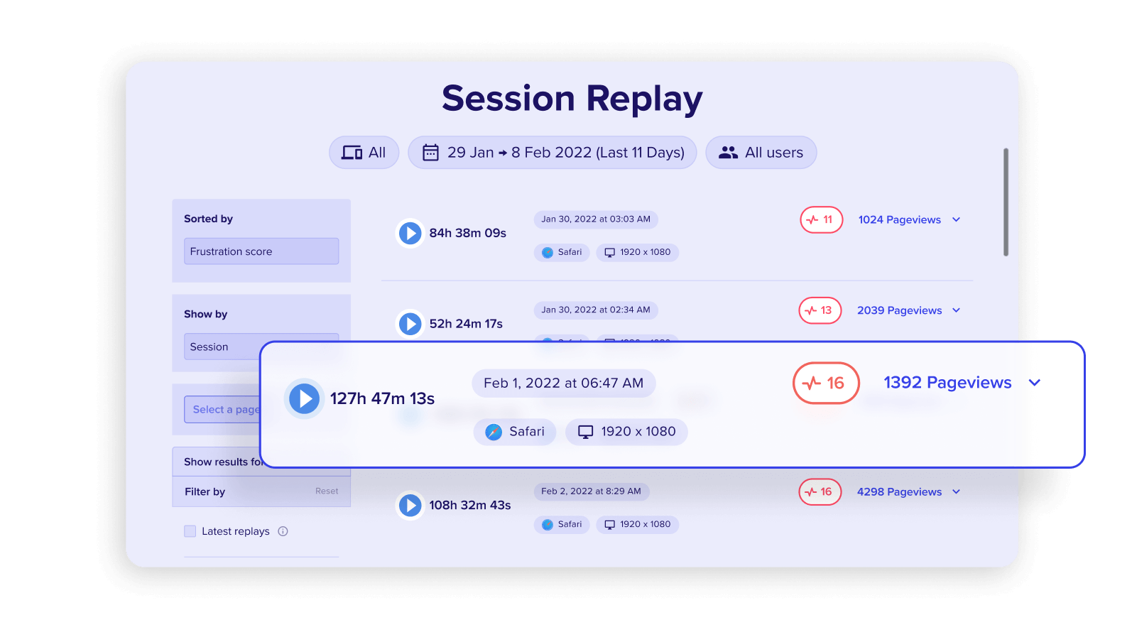 Session replay tool capturing user interactions on a website. Analyzes user behavior for optimization.
